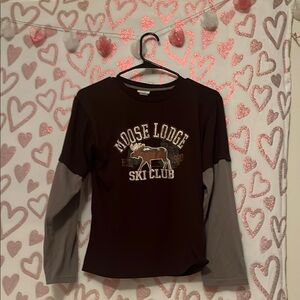 Moose Lodge Kids Brown and Gray Long Sleeve Shirt